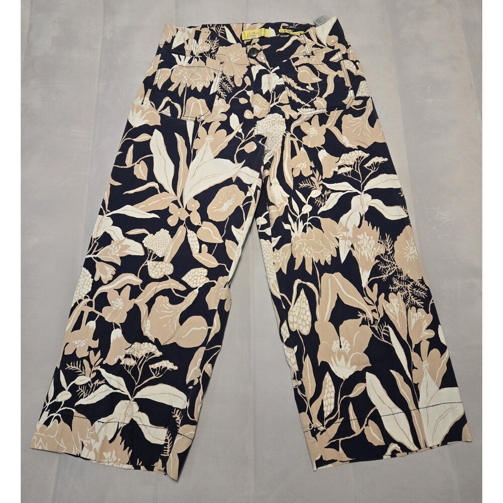 Maeve Colette High-Rise Wide-Leg Cropped Pants Womens 16 Jo Faulkner Botanical